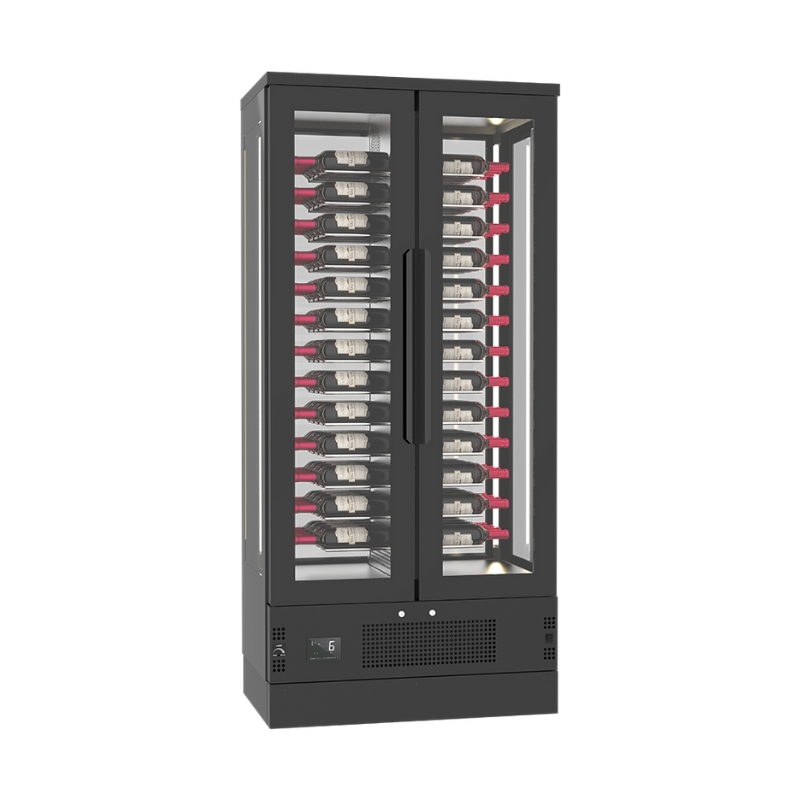 Frenox WN10-BH Çift Kapılı Arkası Camlı Şarap Dolabı - Siyah