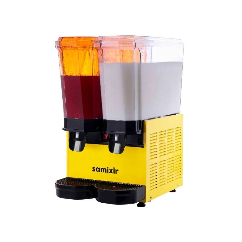 Samixir 40-SMY Klasik Twin Karıştırcılı ve Fıskiyeli 20+20 Lt. Soğuk İçecek Dispenseri - Sarı