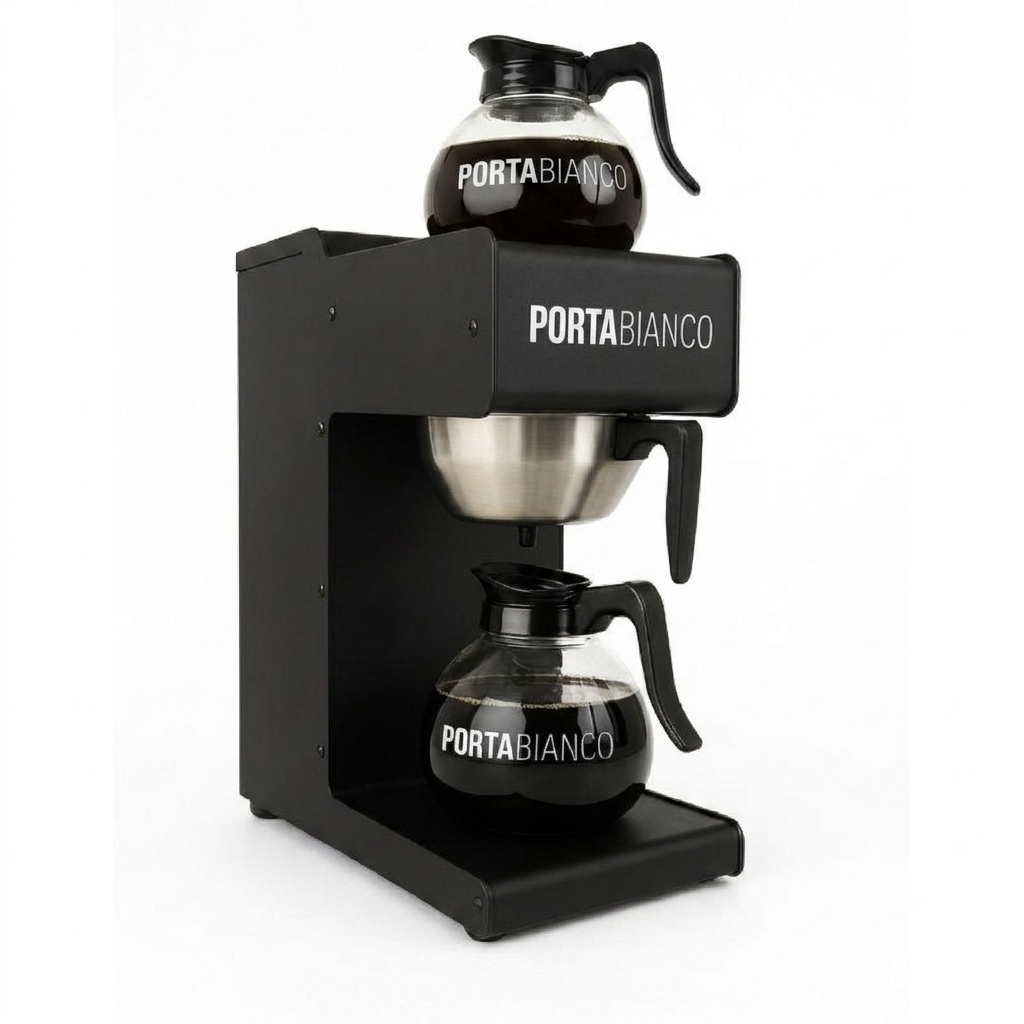 Portabianco RFKX2P Filtre Kahve Makinesi Çift Cam Potlu, Siyah