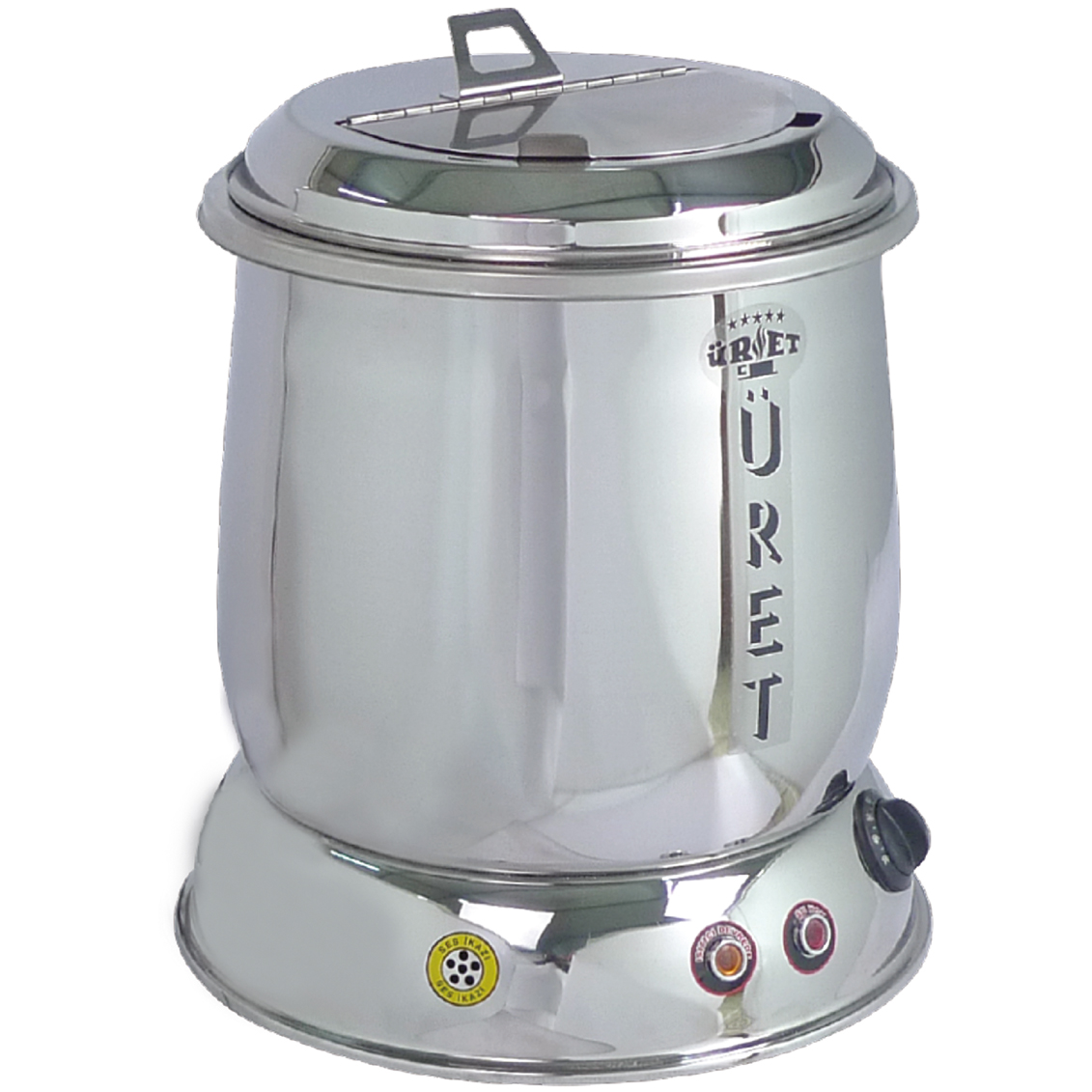 Üret 10 Litre Parlak Çorba Isıtıcısı Paslanmaz Çelik, Termostatlı Benmari Çorbalık