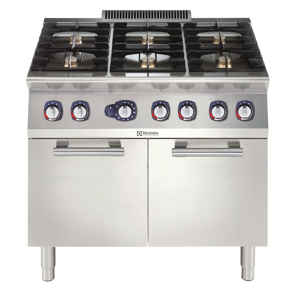 ELECTROLUX Professional 700XP Kuzine, Gazlı, Geniş Tip 6 Açık Ateşli, Gazlı Fırınlı, 5,5 kW, 371215-E7GCGI6CL0