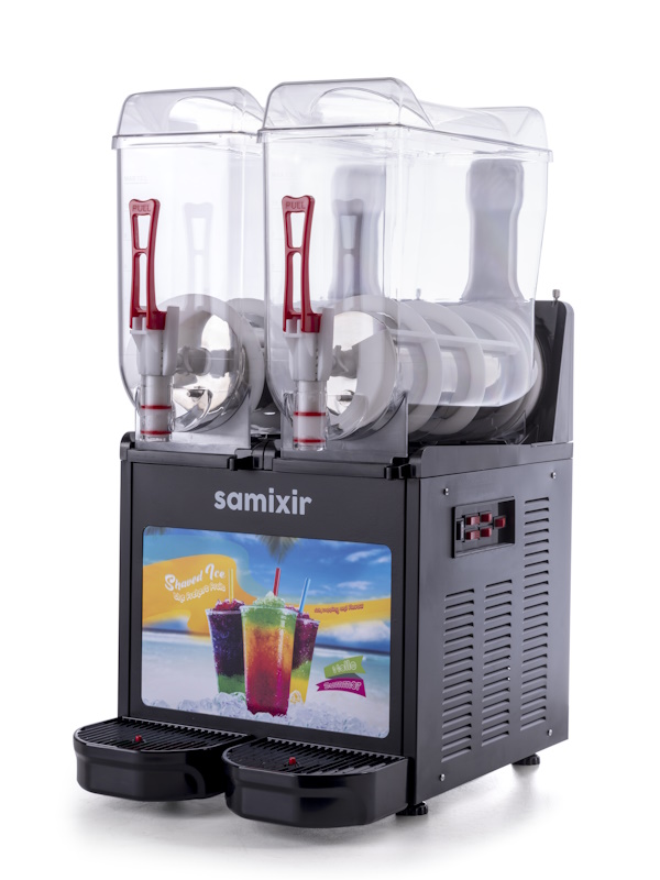 SAMİXİR Slush 24.BA Ice Slush Twin Meyve Suyu Dispenseri, 12+12 lt, Siyah