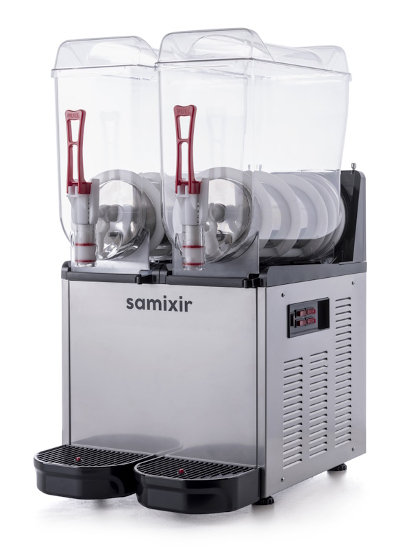 SAMİXİR Slush 24.I Ice Slush Twin Meyve Suyu Dispenseri, 12+12 lt, Inox